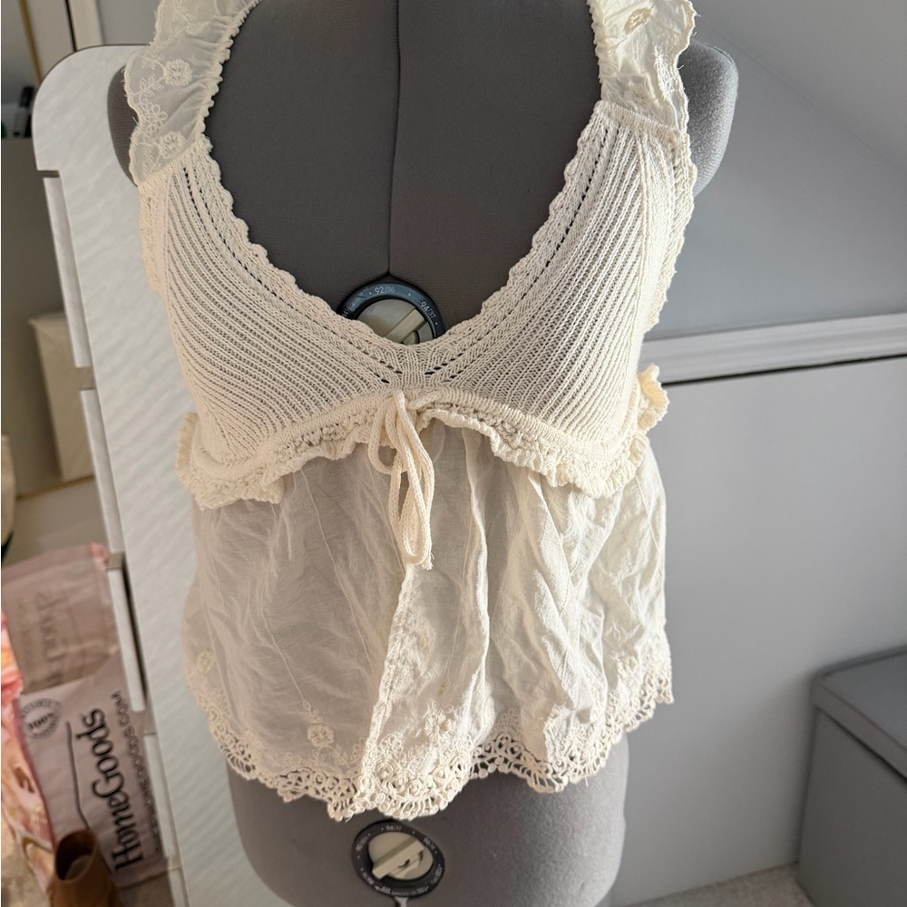 Zara crocheted top with tie front